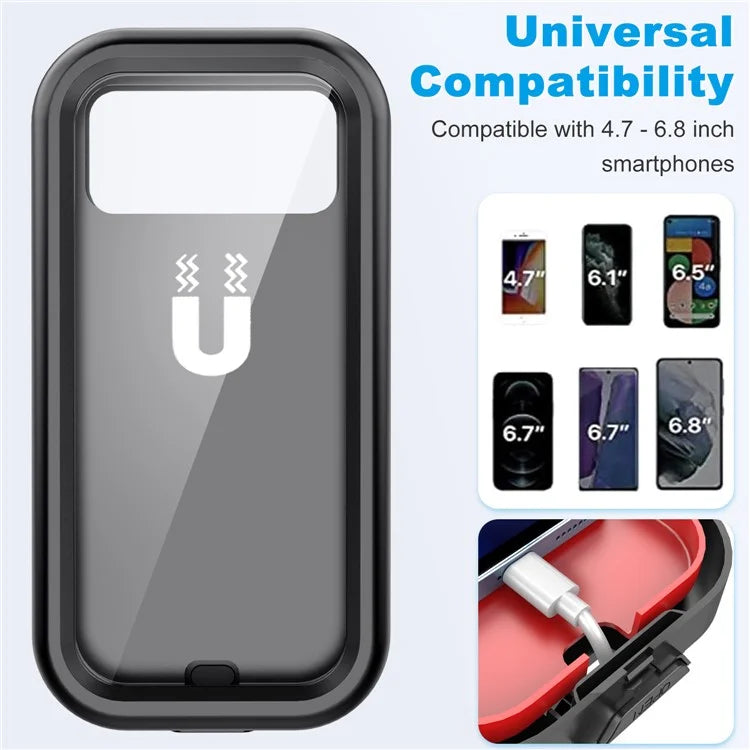 HL-159 Waterproof Motorcycle Rearview Mirror Phone Mount Holder Rotation for 4.7-6.8 Inch Phones