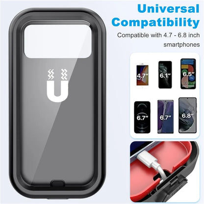 HL-159 Waterproof Motorcycle Rearview Mirror Phone Mount Holder Rotation for 4.7-6.8 Inch Phones
