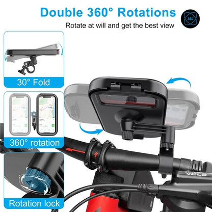 HL-159 Waterproof Motorcycle Rearview Mirror Phone Mount Holder Rotation for 4.7-6.8 Inch Phones