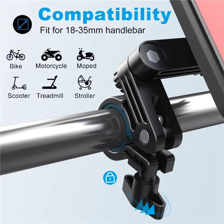 HL-159 Waterproof Motorcycle Rearview Mirror Phone Mount Holder Rotation for 4.7-6.8 Inch Phones