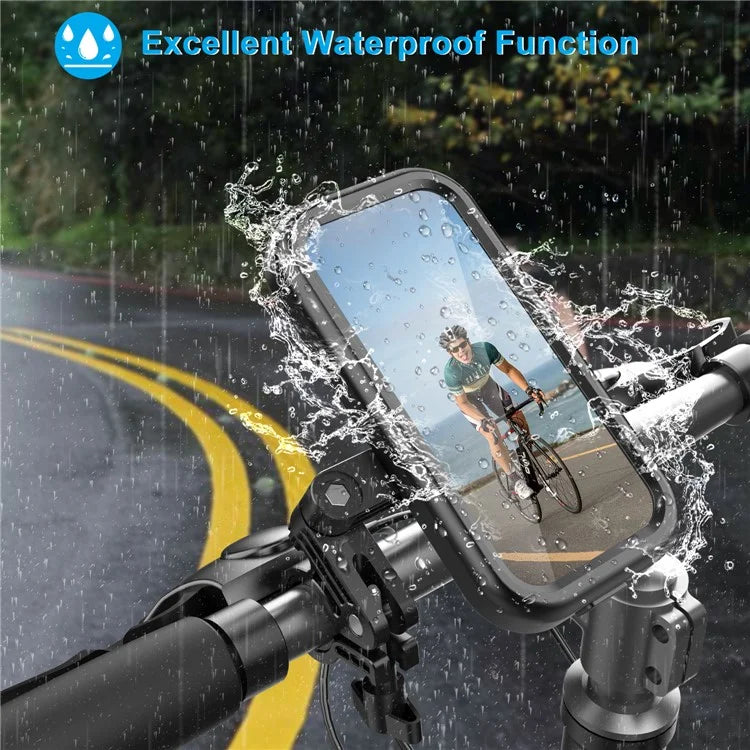 HL-159 Waterproof Motorcycle Rearview Mirror Phone Mount Holder Rotation for 4.7-6.8 Inch Phones