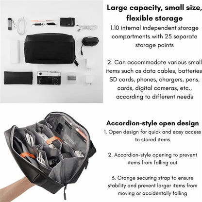 WIWU Warriors Tech Pouch X Pro Electronics Organizer Nylon Storage Bag for Data Cable, Charger