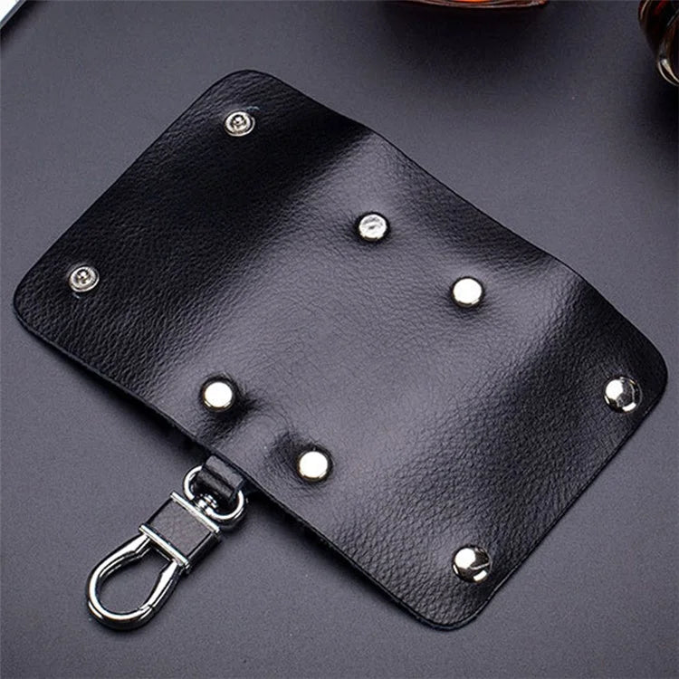 BULLCAPTAIN 484 Vertical Key Case Split Leather Key Holder Organizer Pouch, 6x3x10cm