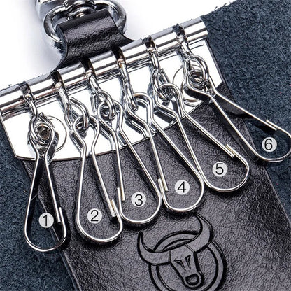 BULLCAPTAIN 484 Vertical Key Case Split Leather Key Holder Organizer Pouch, 6x3x10cm
