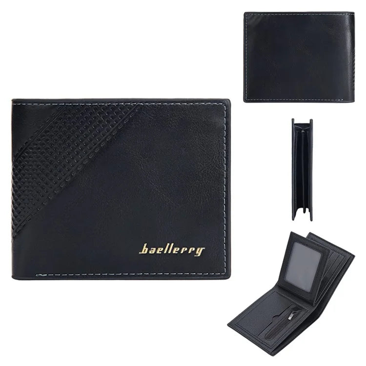 BAELLERRY D3044 Men Short Wallet Slim PU Leather Coin Storage Card Holder Bag