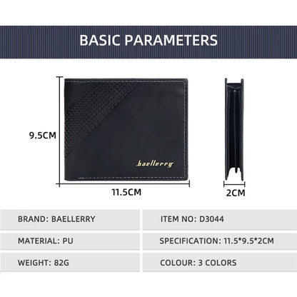 BAELLERRY D3044 Men Short Wallet Slim PU Leather Coin Storage Card Holder Bag