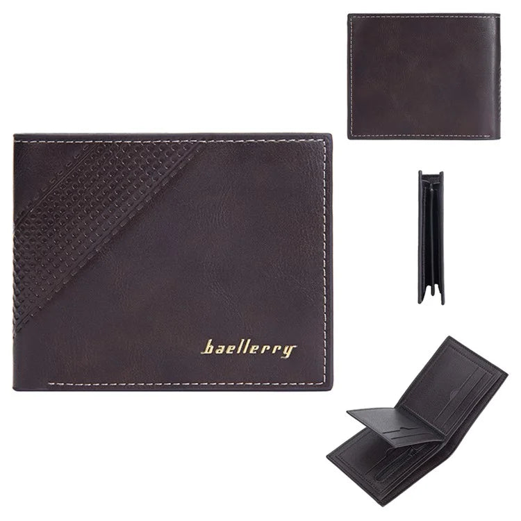 BAELLERRY D3044 Men Short Wallet Slim PU Leather Coin Storage Card Holder Bag