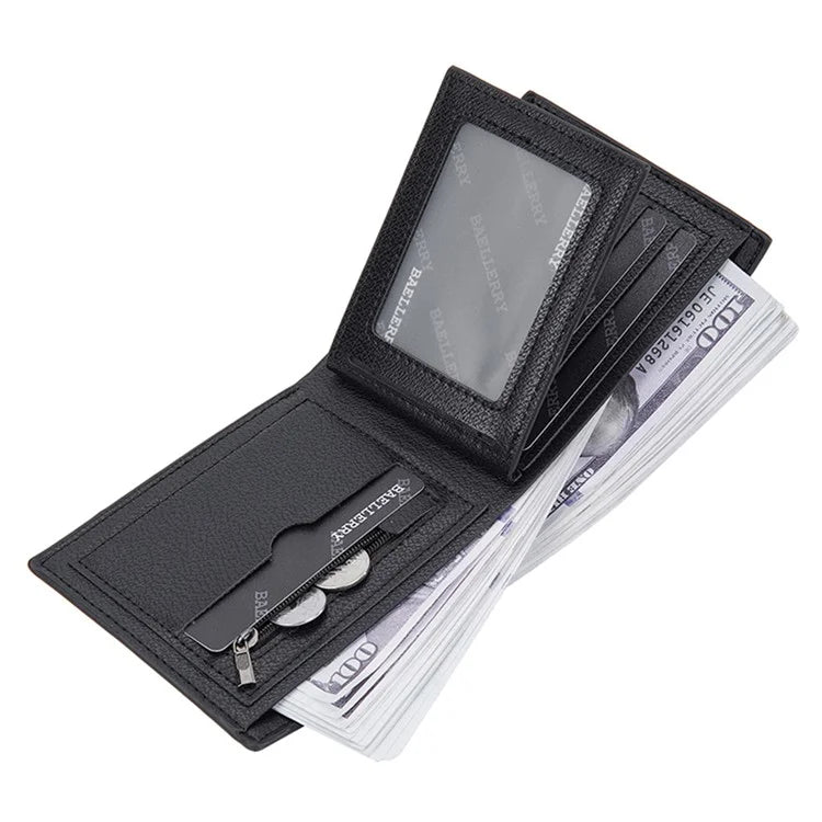 BAELLERRY D3044 Men Short Wallet Slim PU Leather Coin Storage Card Holder Bag