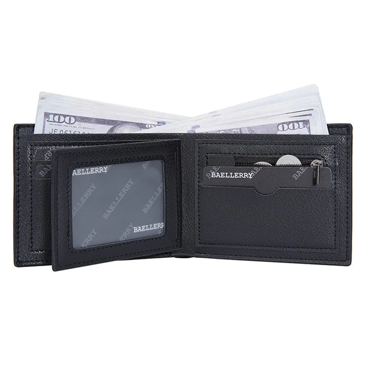 BAELLERRY D3044 Men Short Wallet Slim PU Leather Coin Storage Card Holder Bag