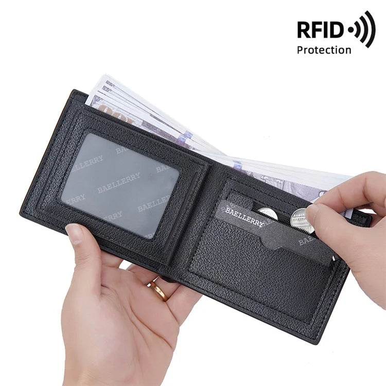 BAELLERRY D3044 Men Short Wallet Slim PU Leather Coin Storage Card Holder Bag