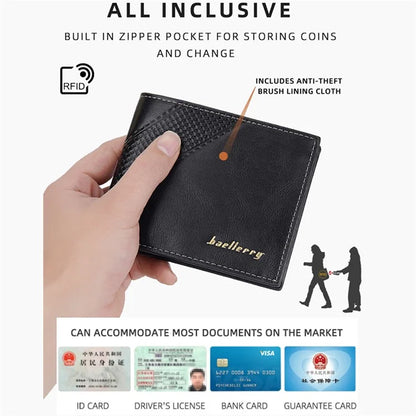 BAELLERRY D3044 Men Short Wallet Slim PU Leather Coin Storage Card Holder Bag