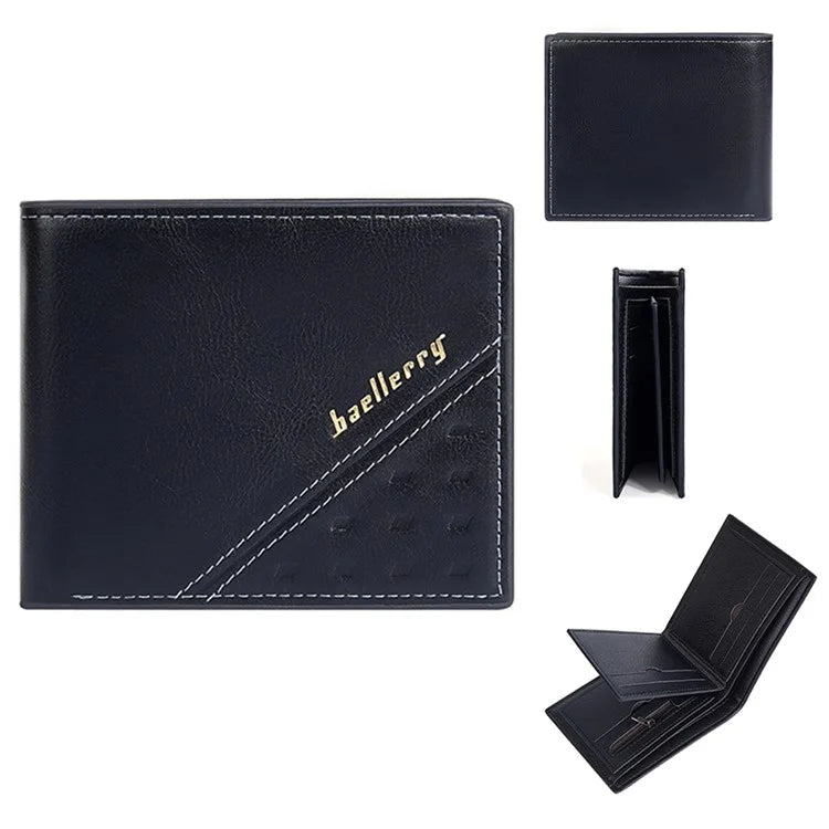 BAELLERRY D3045 Retro PU Leather Men Short Wallet RFID Blocking Cards Cash Carrying Bag
