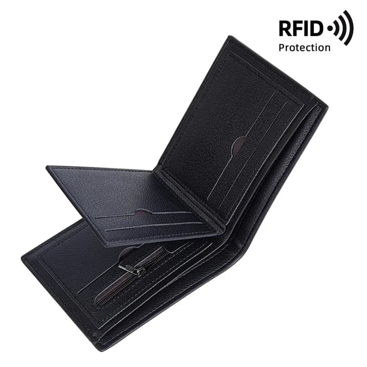 BAELLERRY D3045 Retro PU Leather Men Short Wallet RFID Blocking Cards Cash Carrying Bag