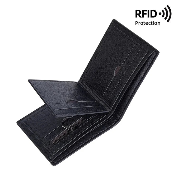 BAELLERRY D3045 Retro PU Leather Men Short Wallet RFID Blocking Cards Cash Carrying Bag