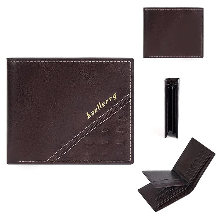 BAELLERRY D3045 Retro PU Leather Men Short Wallet RFID Blocking Cards Cash Carrying Bag