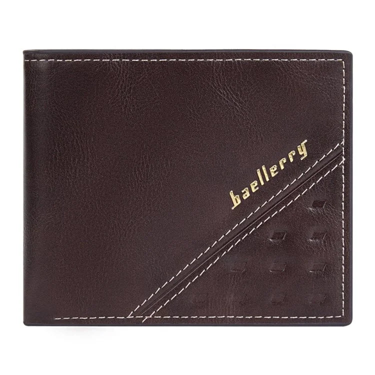 BAELLERRY D3045 Retro PU Leather Men Short Wallet RFID Blocking Cards Cash Carrying Bag