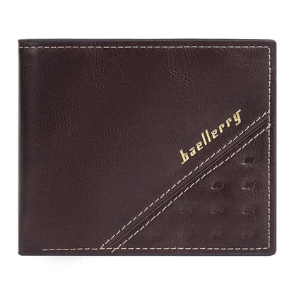 BAELLERRY D3045 Retro PU Leather Men Short Wallet RFID Blocking Cards Cash Carrying Bag
