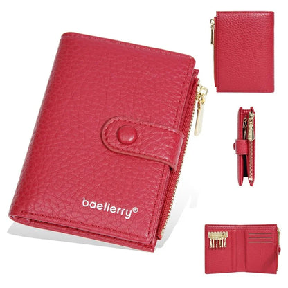 BAELLERRY NR104 Stylish Zipper Pocket PU Leather Women Short Wallet Keys Holder Coin Purse