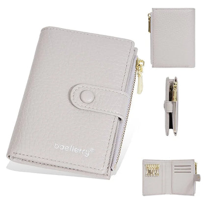 BAELLERRY NR104 Stylish Zipper Pocket PU Leather Women Short Wallet Keys Holder Coin Purse