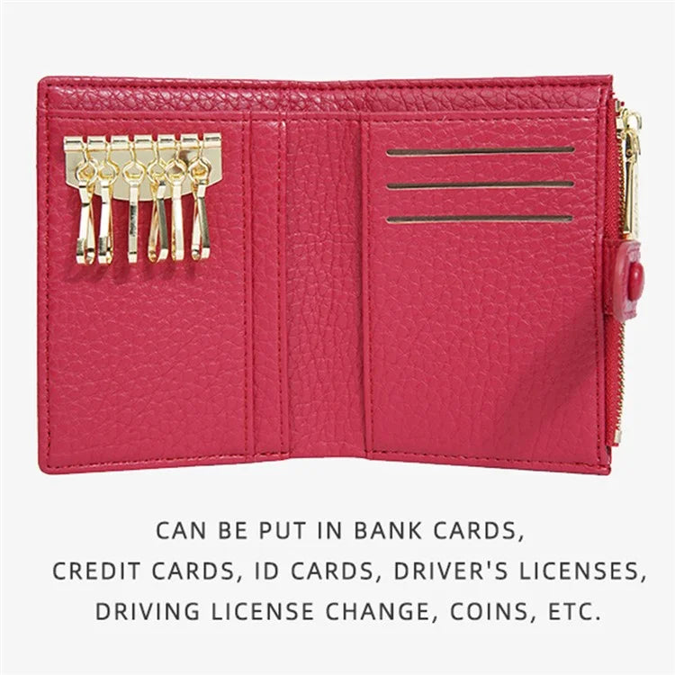 BAELLERRY NR104 Stylish Zipper Pocket PU Leather Women Short Wallet Keys Holder Coin Purse