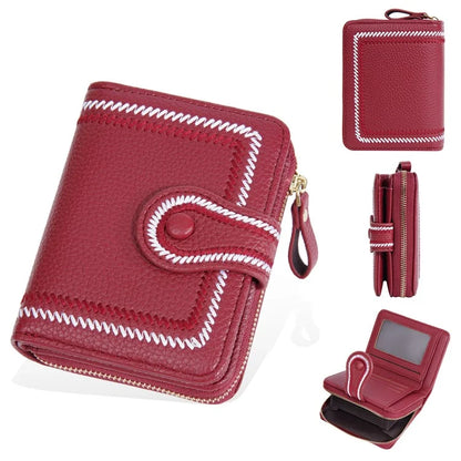 BAELLERRY NR105 Zipper Accordion Card Bag Stylish PU Leather Women Short Wallet Coin Purse
