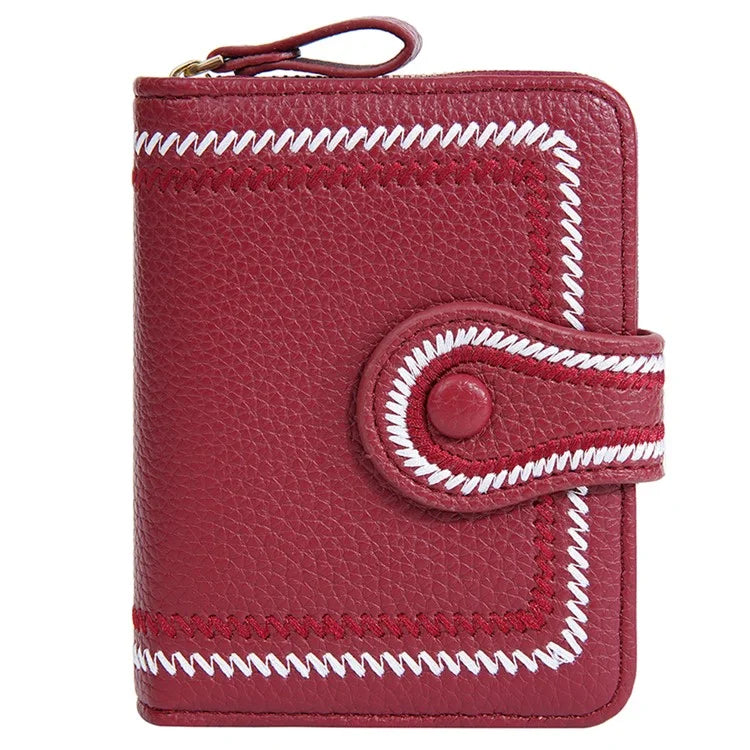 BAELLERRY NR105 Zipper Accordion Card Bag Stylish PU Leather Women Short Wallet Coin Purse