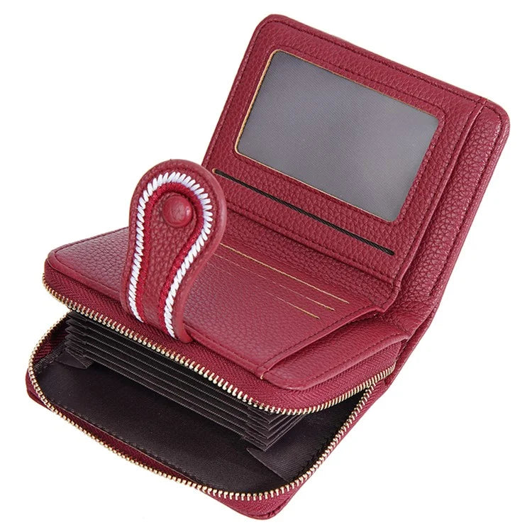 BAELLERRY NR105 Zipper Accordion Card Bag Stylish PU Leather Women Short Wallet Coin Purse