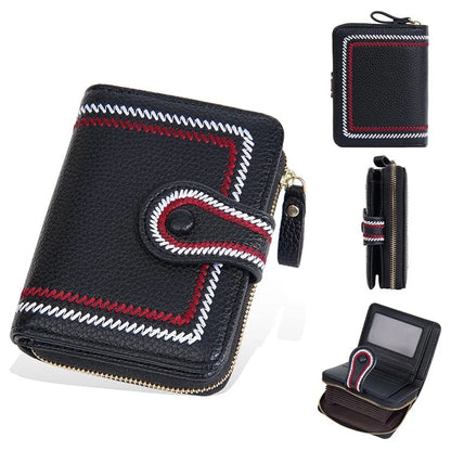 BAELLERRY NR105 Zipper Accordion Card Bag Stylish PU Leather Women Short Wallet Coin Purse