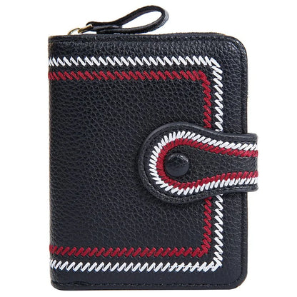 BAELLERRY NR105 Zipper Accordion Card Bag Stylish PU Leather Women Short Wallet Coin Purse