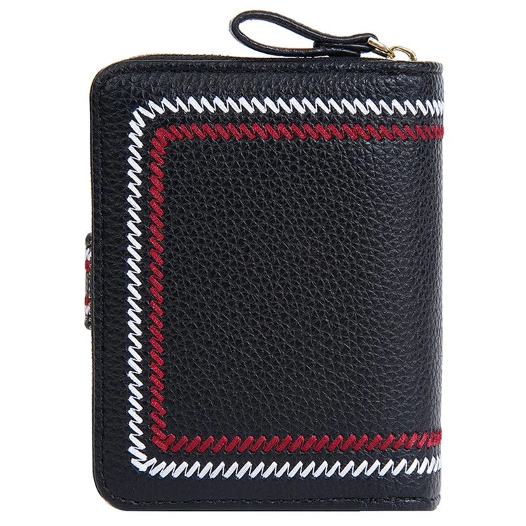 BAELLERRY NR105 Zipper Accordion Card Bag Stylish PU Leather Women Short Wallet Coin Purse