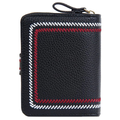 BAELLERRY NR105 Zipper Accordion Card Bag Stylish PU Leather Women Short Wallet Coin Purse