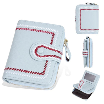 BAELLERRY NR105 Zipper Accordion Card Bag Stylish PU Leather Women Short Wallet Coin Purse