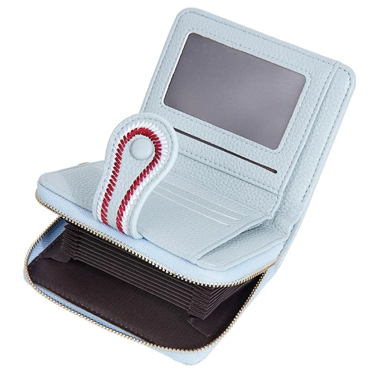BAELLERRY NR105 Zipper Accordion Card Bag Stylish PU Leather Women Short Wallet Coin Purse