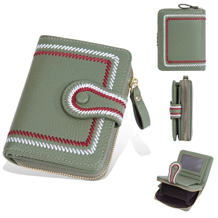 BAELLERRY NR105 Zipper Accordion Card Bag Stylish PU Leather Women Short Wallet Coin Purse