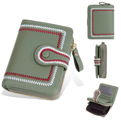 BAELLERRY NR105 Zipper Accordion Card Bag Stylish PU Leather Women Short Wallet Coin Purse