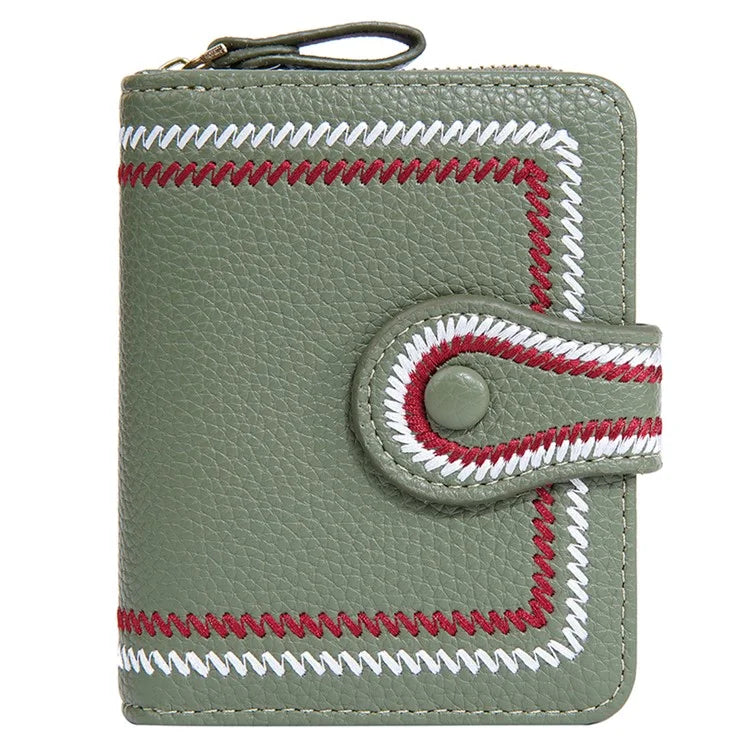 BAELLERRY NR105 Zipper Accordion Card Bag Stylish PU Leather Women Short Wallet Coin Purse