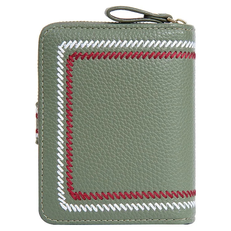 BAELLERRY NR105 Zipper Accordion Card Bag Stylish PU Leather Women Short Wallet Coin Purse
