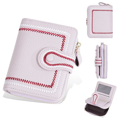 BAELLERRY NR105 Zipper Accordion Card Bag Stylish PU Leather Women Short Wallet Coin Purse