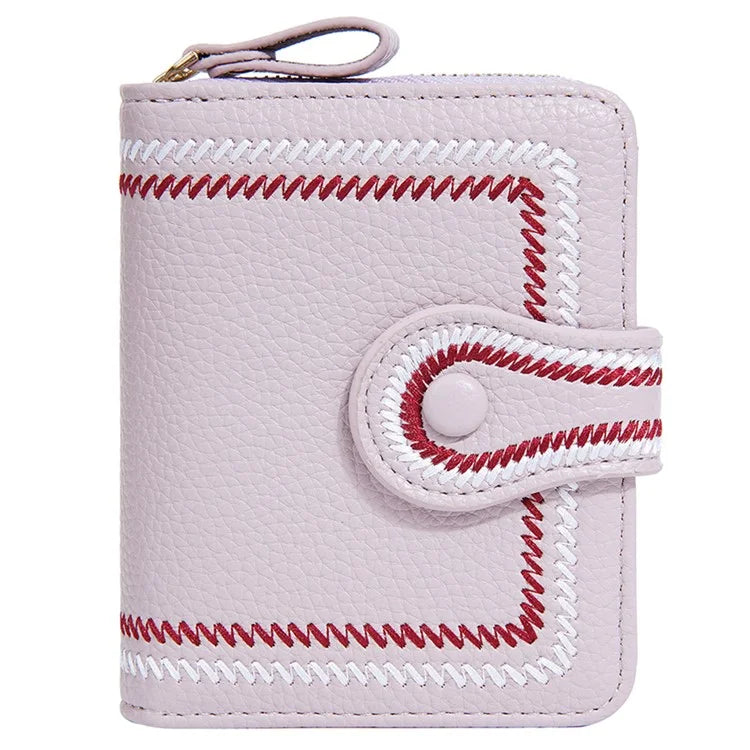 BAELLERRY NR105 Zipper Accordion Card Bag Stylish PU Leather Women Short Wallet Coin Purse
