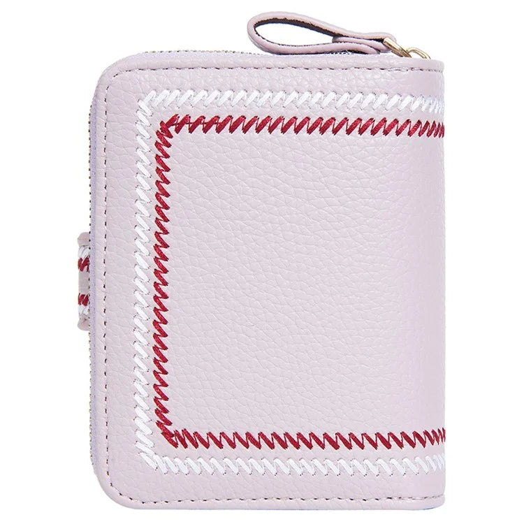 BAELLERRY NR105 Zipper Accordion Card Bag Stylish PU Leather Women Short Wallet Coin Purse