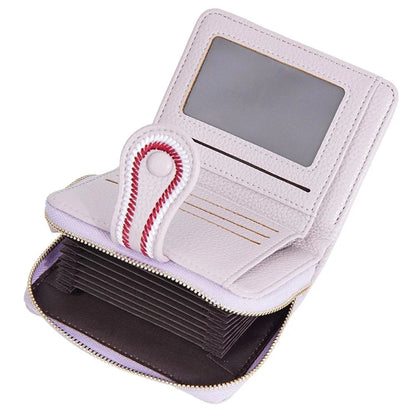 BAELLERRY NR105 Zipper Accordion Card Bag Stylish PU Leather Women Short Wallet Coin Purse