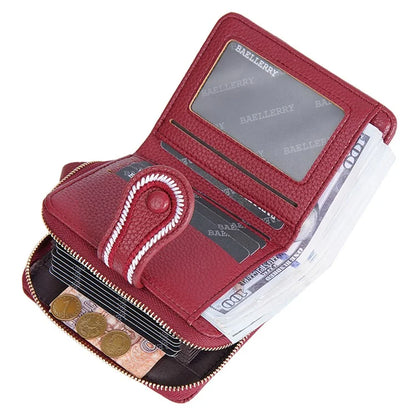 BAELLERRY NR105 Zipper Accordion Card Bag Stylish PU Leather Women Short Wallet Coin Purse