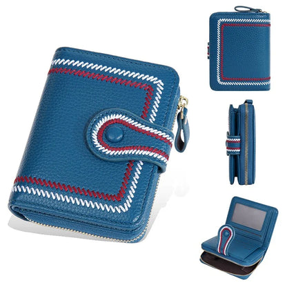 BAELLERRY NR105 Zipper Accordion Card Bag Stylish PU Leather Women Short Wallet Coin Purse