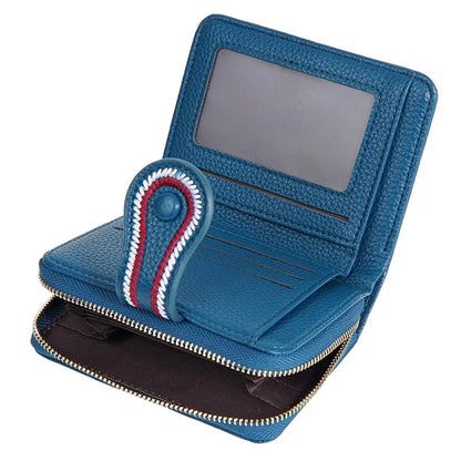BAELLERRY NR105 Zipper Accordion Card Bag Stylish PU Leather Women Short Wallet Coin Purse