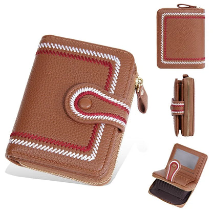 BAELLERRY NR105 Zipper Accordion Card Bag Stylish PU Leather Women Short Wallet Coin Purse