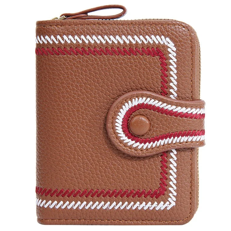 BAELLERRY NR105 Zipper Accordion Card Bag Stylish PU Leather Women Short Wallet Coin Purse