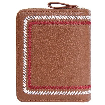 BAELLERRY NR105 Zipper Accordion Card Bag Stylish PU Leather Women Short Wallet Coin Purse