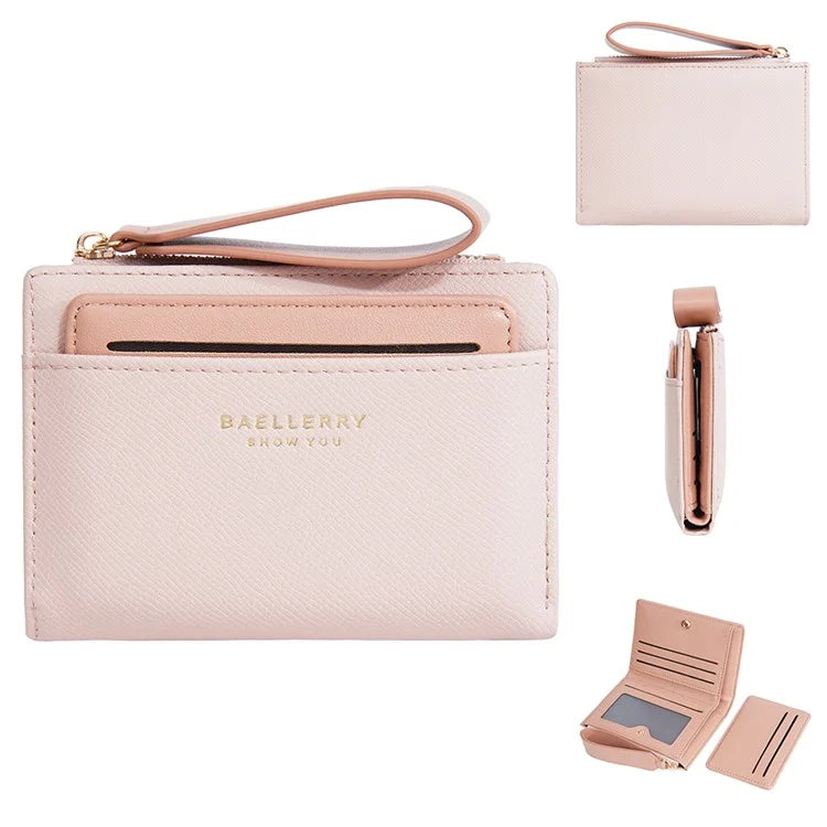 BAELLERRY N8335 Stylish Women Short Wallet PU Leather Zipper Pocket Coin Purse with Separate Card Holder