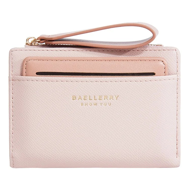 BAELLERRY N8335 Stylish Women Short Wallet PU Leather Zipper Pocket Coin Purse with Separate Card Holder
