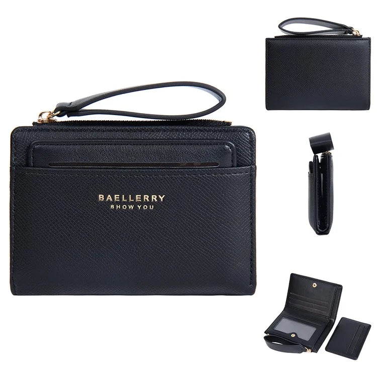 BAELLERRY N8335 Stylish Women Short Wallet PU Leather Zipper Pocket Coin Purse with Separate Card Holder